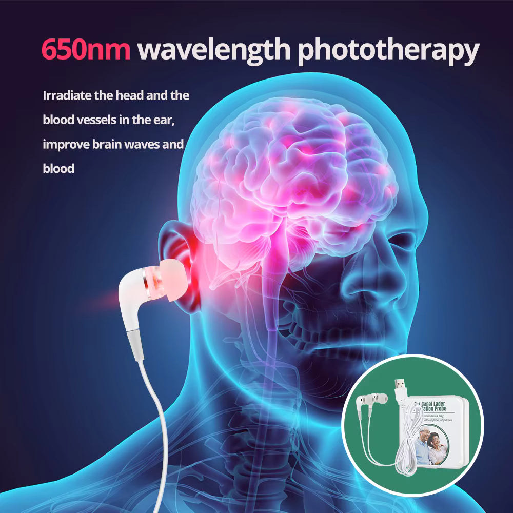 650nm LLLT Ear Laser Therapy Device for Tinnitus, Otitis Media & Blood Circulation